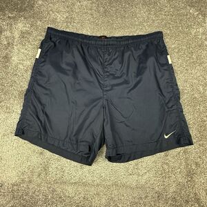 Vintage Nike Board Shorts Mens XL Navy Blue Swoosh Swim Trunks Y2K 90's